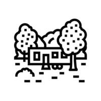 rustic forest mobile home line icon illustration vector
