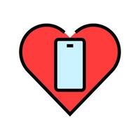 heart phone symbol mindful tech color icon illustration vector