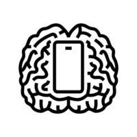 brain mindful app mindful tech line icon illustration vector