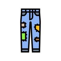 jeans patches thrift driven fashion color icon illustration vector