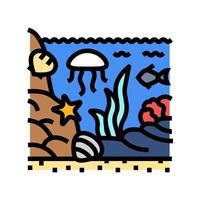 tide pool ecosystem world ocean color icon illustration vector