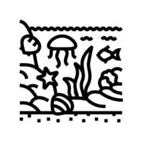 tide pool ecosystem world ocean line icon illustration vector