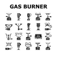 gas burner stove cooktop icons set vector