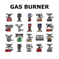 gas burner stove cooktop. icons set vector