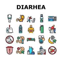 diarrhea causes icons set symbol vector