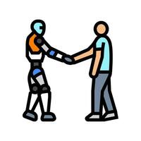 human robot interaction social robotics color icon illustration vector