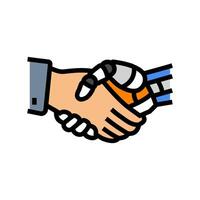 robot hand handshake social robotics color icon illustration vector