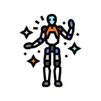 friendly robot waving social robotics color icon illustration vector