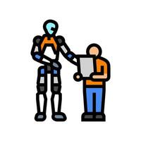 robot child interaction social robotics color icon illustration vector