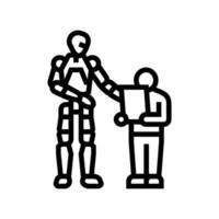 robot child interaction social robotics line icon illustration vector