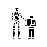robot child interaction social robotics glyph icon illustration vector