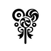Stylized Black and White Lollipop Arrangement Whimsical with Swirls, Circles, and Decorative Bow Element. vector