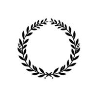 Intricate Black Laurel Wreath Silhouette, Centered on Clean White Background, Symbolizing Triumph and Honor. vector