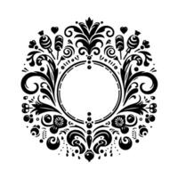 Intricate Black White Floral Ornamental with Circular Frame, Decorative Elements, and Symmetry for invitation, or pattern. vector