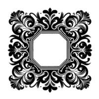 Intricate Black and White Floral with Geometric Octagon Frame, Elegant Ornament on White Background. vector