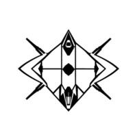 Geometric Abstract Black and White Symmetry with Angular Shapes and Diamond Focal Point, Futuristic Aesthetic. vector