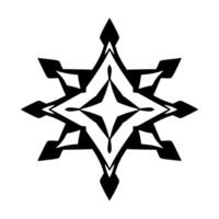 Bold Geometric Black and White Starburstlike Mandala with Sharp Angles and Symmetrical on a Clean Background. vector