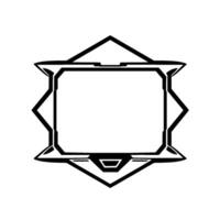 Futuristic Geometric Frame A stylized black and white border with a central rectangular void framed by angular geometric shapes. vector