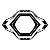 Abstract Geometric Symmetrical Black and White Hexagonal Shape with Detailed Lines and Sharp Angles on a White Background. vector