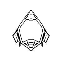 Futuristic Geometric Faceplate An Isolated, BlackandWhite Schematic of a Sleek, Angular Helmet Concept. vector