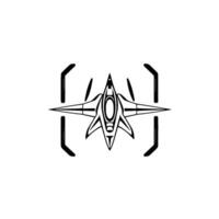 Overhead View of a Futuristic Spaceship with Target Reticle in Bold Black and White Silhouette, Minimalist . vector