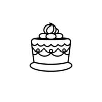 Isolated Minimalist Cake Illustration Simple outline of a decorated cake with whipped cream topping, placed over the words Lapain Cake in a white background. vector