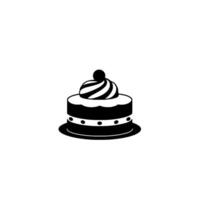 Simple Black and White Cake , Round Dessert with Swirled Icing and Cherry Topper, Isolated on White Background, Elegant Minimalist . vector