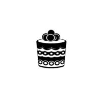 Minimalist Black and White Illustration of a Layered Cake with Berry Topping on a Clean White Background. vector