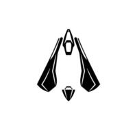 Abstract Black and White Geometric with a Central Hexagonal Figure and Flared Wings on a White Background. vector