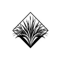 Bold Silhouette of Reeds and Cattail Within a Diamond Frame on White Background, NatureInspired . vector