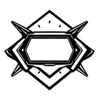Black and white geometric of a stylized emblem with sharp angles and spikes, perfect for branding and . vector