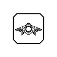 Bold Black and White Illustration of a Futuristic Spaceship, Centered in a Polygon, Isolated vector
