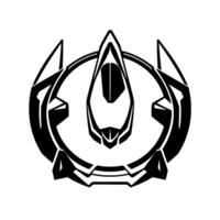 Futuristic Black and White Emblem Geometric Featuring a Central Teardrop Shape Within a Circular Frame, Futuristic, Abstract vector