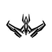 Minimalist Black and White Illustration of a Futuristic Starship, Featuring Angular Elements and a Clean Aesthetic. vector
