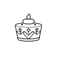 Decorative Line Art Cake with Topping and HeartArrow Pattern, Black and White, Minimalist , Isolated on White Background. vector