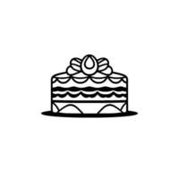 Stylized Black and White Cake Illustration with Intricate Details, Topped with Decorative , Set Against a White Background. vector