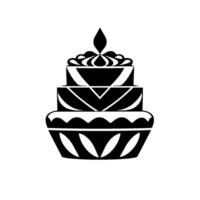 A threetiered black and white stylized cake, featuring intricate geometric patterns and a decorative top element, celebrating . vector