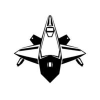 A symmetrical, highangle illustration of a futuristic black spacecraft against a clean white backdrop. vector