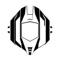 Geometric Black and White Abstract, Symmetrical, and Futuristic Helmet or Vehicle Form, Isolated on White. vector