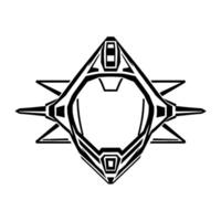 Symmetrical Black and White Geometric Resembling a Futuristic Helmet or Shield with Sharp Angular Elements and Modern Aesthetic. vector