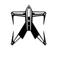 Abstracted, Geometric Illustration of a Futuristic Starship , Emphasizing Sharp Lines and Minimalist Aesthetics, Black and White. vector