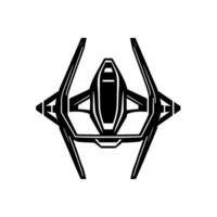 Sleek, Geometric Starfighter Bold Black White Illustration, Isolated on White, Futuristic Spaceship Concept vector