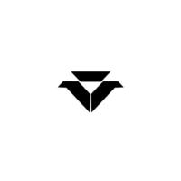 Geometric Black and White with Angular Shapes Resembling a Stylized Bird or Diamond Against a Blank Canvas. vector