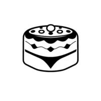 Simple black and white layered cake with an elegant pearl and circular decorative elements on a white background. vector