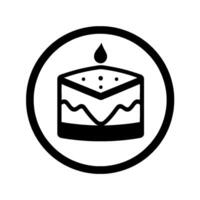 illustration of a cake slice within a circular frame, featuring a minimalist black and white with a dropshaped element. vector