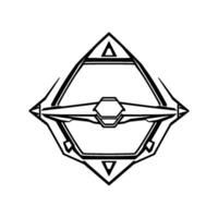 Geometric Black and White Futuristic, Symmetric, DiamondShaped, Abstract with Triangles and Hexagons, Isolated. vector