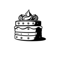 Artistic Black and White Illustration of a MultiLayered Cake with Decorative Frosting and Dripping Icing. vector