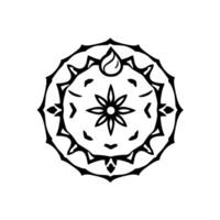 Intricate Black and White Mandala , Centered Flower Motif, Ornate Circular Pattern, Symbolic Art. vector