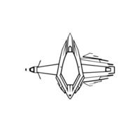 Symmetric TopDown Blueprint of a Futuristic Spaceship with Angular and Contrasting Gray Outlines on White Background. vector