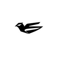 Minimalist Black Bird on White Backdrop, Geometric , Abstract Form, Represents Flight and Freedom. vector